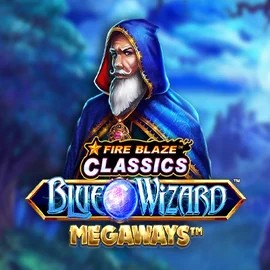 Fire Blaze Blue Wizard Megaways online game logo by Rarestone Gaming on golden-bett.com